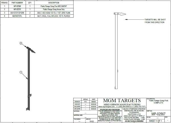 Public Range Target vertical post