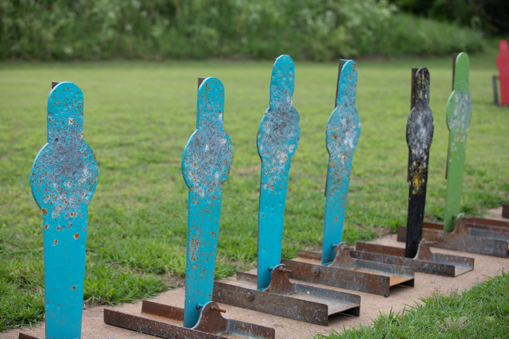 Steel shooting targets that is being used for gun practice